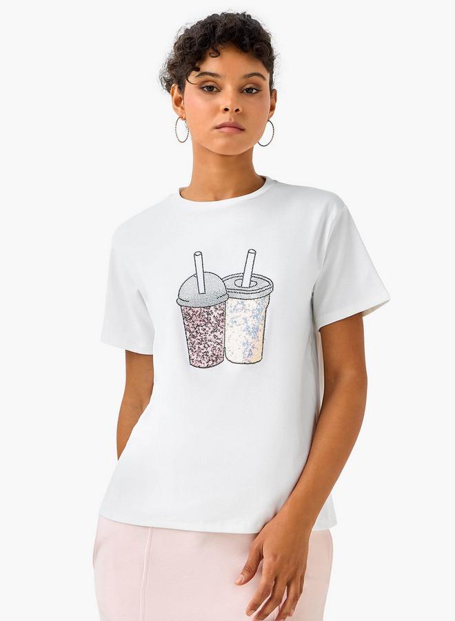 تواكستريمز تيشيرت قطن بتفاصيل مزخرفة - Image 1